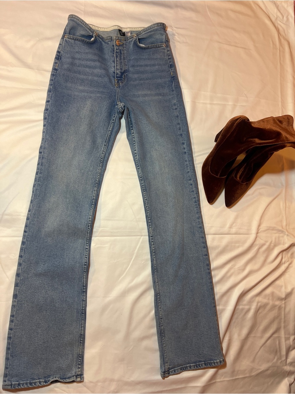 DIVIDED Light Blue Flare Jeans - High Rise Straight Leg